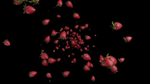 Strawberry explodes to the camera. Stock Footage 263096723