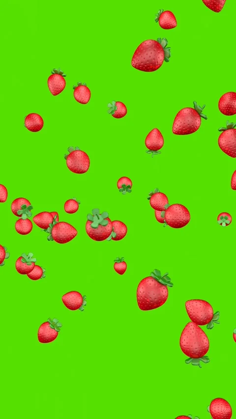 Strawberry explosion, strawberries exploding on green background. Stock Footage 305573577