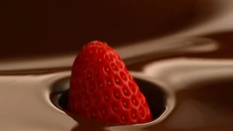 Strawberry fall into chocolate bath Stock-Footage 94583757