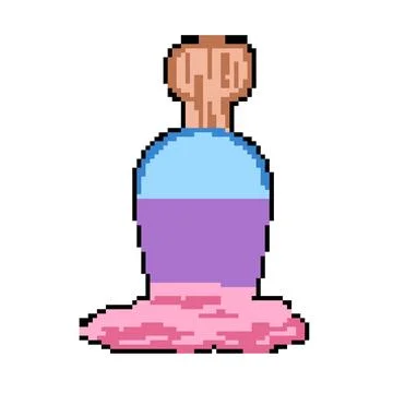 Strawberry fallen ice cream pixel art vector illustration Stock Illustration