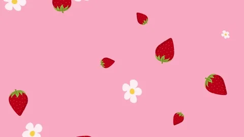 Strawberry falling on pink background. 3D animation of fresh berry. Stock Footage 305690816