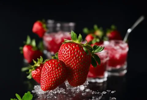 Strawberry falling into water splash Stock Illustration