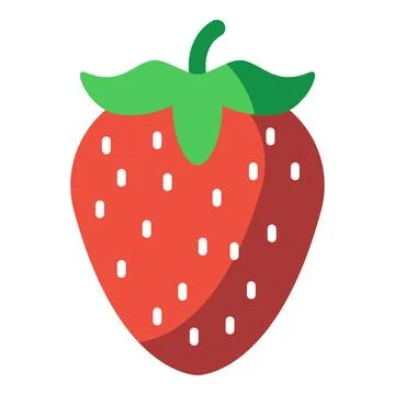 Strawberry flat design icon representing fresh fruit, healthy eating, and sweet Stock Illustration
