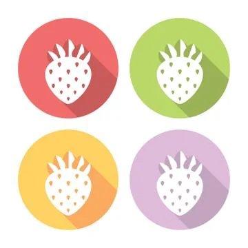 Strawberry Flat Icons Set Stock Illustration