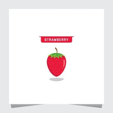 Strawberry Flat Logo Template. Icon Stock Illustration