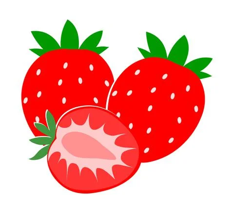 Strawberry flat style fruit illustration Stock Illustration