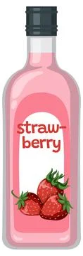 Strawberry Flavored Beverage Bottle Vector Illustration Stock Illustration