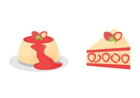 Strawberry flavored cake and pudding illustration Stock Illustration