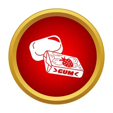 Strawberry flavored chewing gum packaging and stick icon Stock Illustration