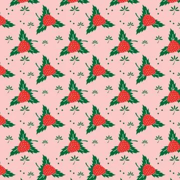 Strawberry Floral Pattern Stock Illustration