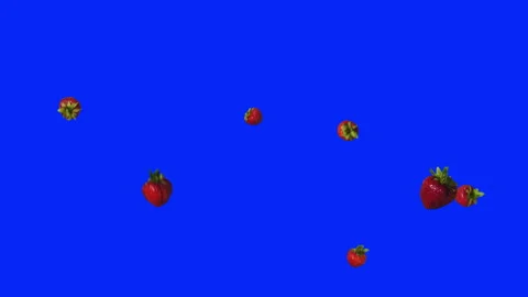 Strawberry Flying Isolated Stock Footage 134254011