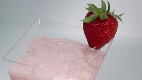 Strawberry Foam, Right Left Pan Stock Footage 190009470