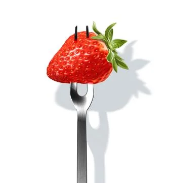 Strawberry on fork. Stock Illustration