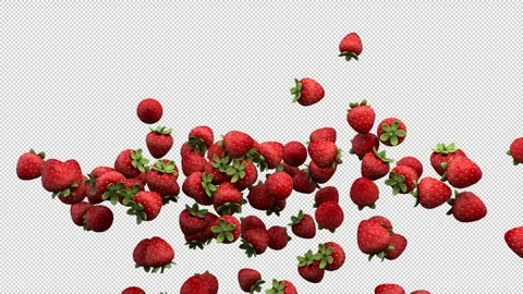 Strawberry fountain – 3d render with alpha channel. Video stock 332919343