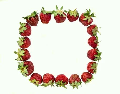 A strawberry frame on a white background. Isolate. Copy space. Stock-Fotos
