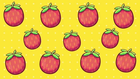 Strawberry fruit animation background seamless repeating loop Stock Footage 317130066
