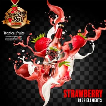 Strawberry fruit beer elements Stock-Illustration