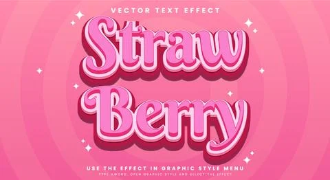 Strawberry fruit editable text effect Template Stock Illustration