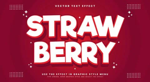 Strawberry fruit editable text effect Template イラスト素材