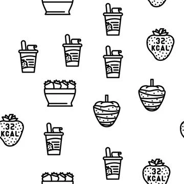 Strawberry fruit fresh red berry vector seamless pattern イラスト素材
