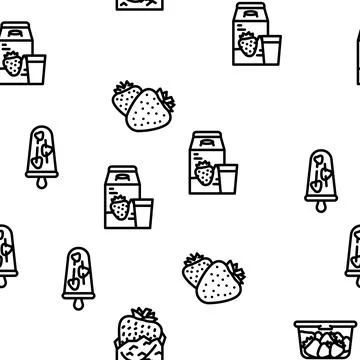 Strawberry fruit fresh red berry vector seamless pattern Stock Illustration