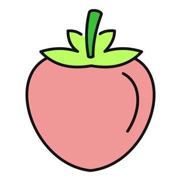 Strawberry fruit with a green stem and leaves Stock Illustration
