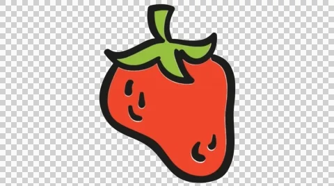 Strawberry fruit hand drawn animation cartoon transparent background Stock Footage 44940217