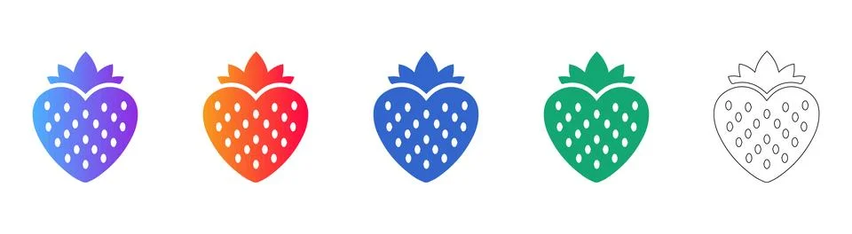 Strawberry Fruit Icon Set Stock Illustration
