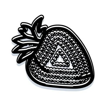 Strawberry fruit outline graphic with triangle pattern 库存插图