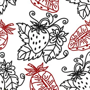 Strawberry Fruit Pattern Seamless Vector Template Stock-Illustration