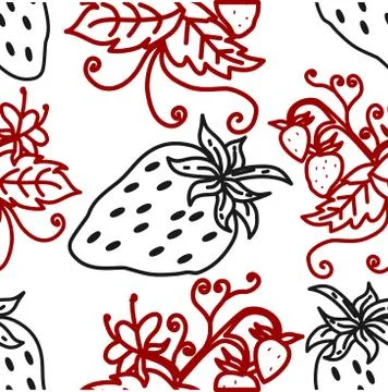 Strawberry Fruit Pattern Seamless Vector Template イラスト素材