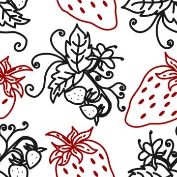 Strawberry Fruit Pattern Seamless Vector Template Illustrazione stock