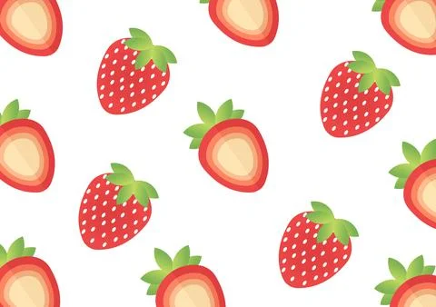Strawberry fruit pattern on white background Stock Illustration