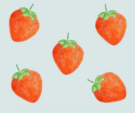 Strawberry fruit seamless pattern background. blue background. Illustrazione stock