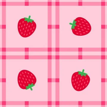 Strawberry fruit seamless for pattern fabric, simple strawberry fruit cute .. Illustration