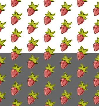 Strawberry fruit seamless pattern, summer cute illustration. Graphic geometrical Stock Illustration