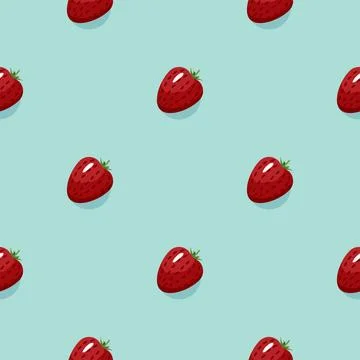 Strawberry fruit seamless pattern. Vegan organic eco fruit background. vect.. Stock Illustration