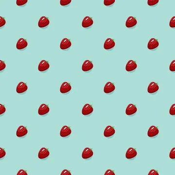 Strawberry fruit seamless pattern. Vegan organic eco fruit background. vect.. Stock Illustration