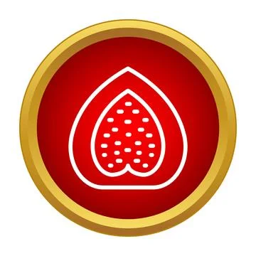 Strawberry fruit slice linear outline icon design Stock Illustration