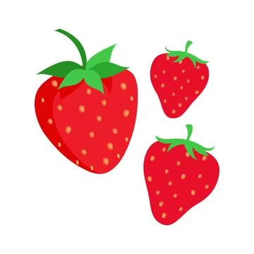Strawberry fruit vector. Cartoon bright natural strawberrys Stock Illustration