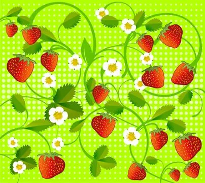 Strawberry on green Stock Illustration