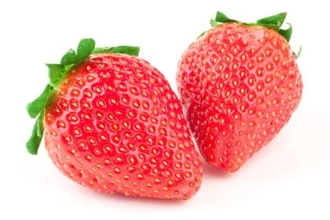 Strawberry with green leaf Stock Photos