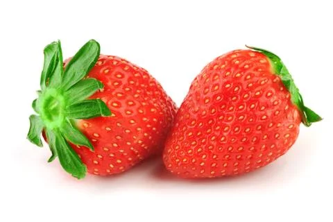 Strawberry with green leaf Stock Photos