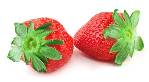 Strawberry with green leaf Stock Photos