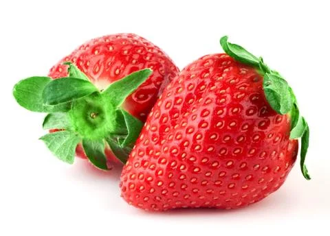 Strawberry with green leaf Stock Photos