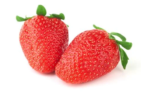 Strawberry with green leaf Stock Photos