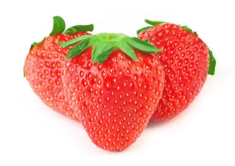 Strawberry with green leaf Stock Photos