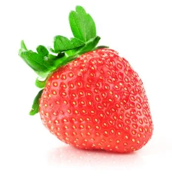 Strawberry with green leaf Stock Photos