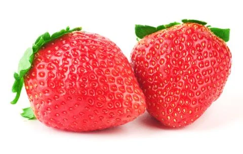 Strawberry with green leaf Stock Photos