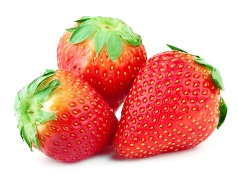 Strawberry with green leaf Stock Photos